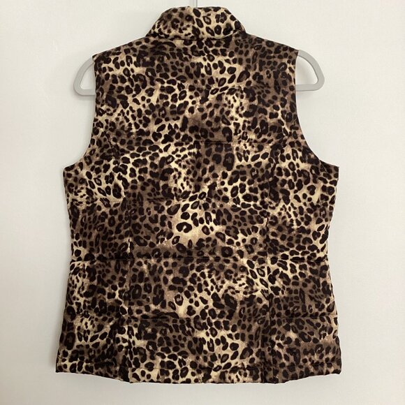 Charter Club Leopard Print Puffer Vest Size Petite Small - Picture 3 of 7